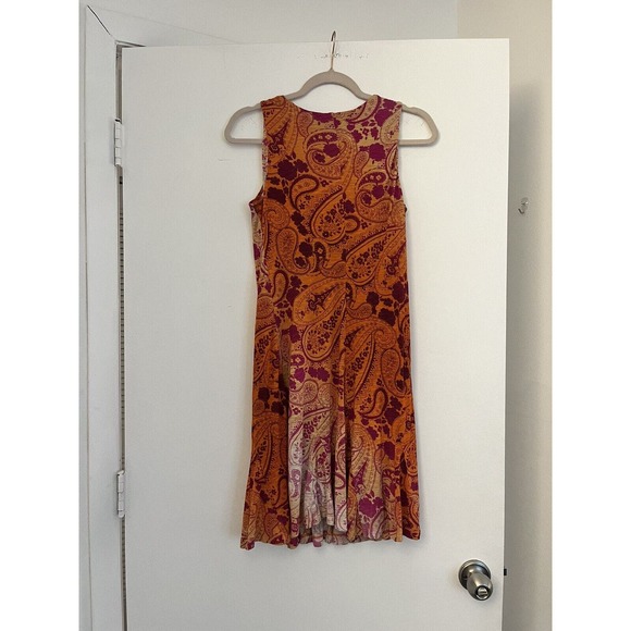 Tommy Bahama Orange Magenta Ombré Paisley V Neck Sleeveless Swing Dress XS - Picture 7 of 8